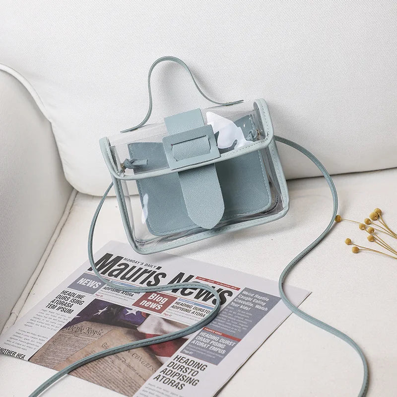 Summer Transparent Square Sling Bag PVC Shoulder Bag Sweet Lady Bag