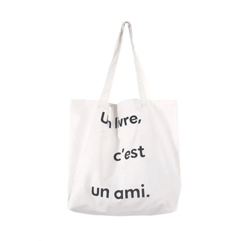 Canvas Shoulder Bag for Girls Large Capacity Shopper Handbag