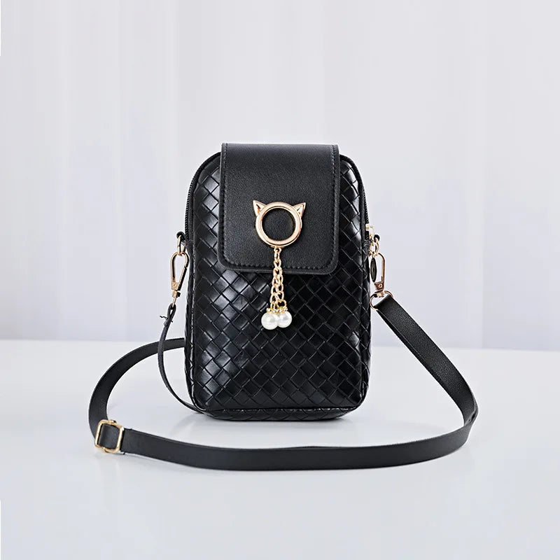 Woven Pearl Tassel Mini Cross-body Shoulder Bag
