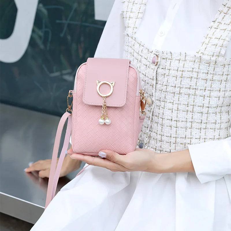 Woven Pearl Tassel Mini Cross-body Shoulder Bag