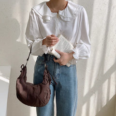 Spring Summer Women's Shoulder Bag Pleated Nylon Hobos Versatile Female Handbag