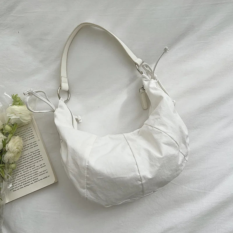 Spring Summer Women's Shoulder Bag Pleated Nylon Hobos Versatile Female Handbag