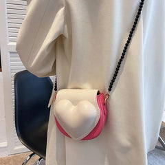 Spring Candy Heart Small PU Leather Crossbody Sling Bag Women Mini