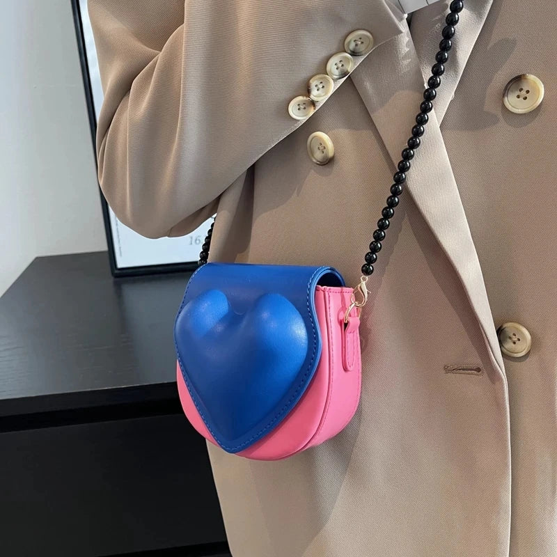 Spring Candy Heart Small PU Leather Crossbody Sling Bag Women Mini