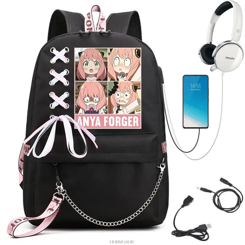Spy x Family Anya Forger Backpack Lady Laptop Cartoon Girls Boys Travel
