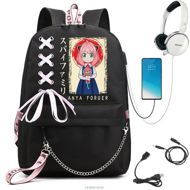 Spy x Family Anya Forger Backpack Lady Laptop Cartoon Girls Boys Travel