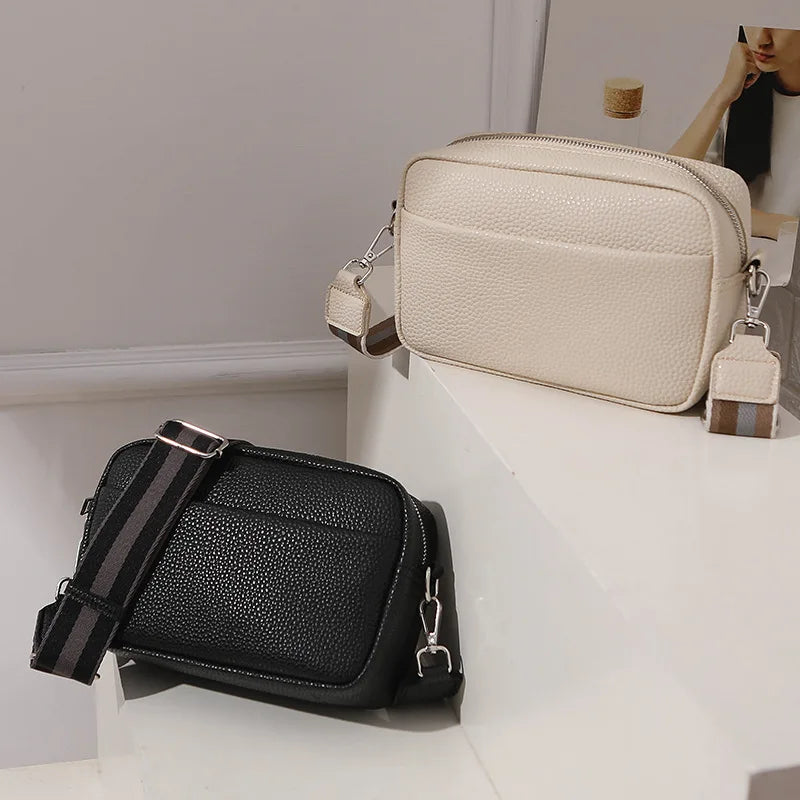 Beige Leather Crossbody Bag for Women