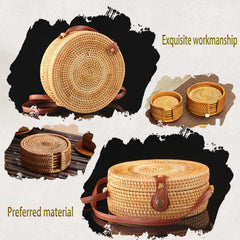 Woven Beach Circle Bohemia Handbag Straw Bag