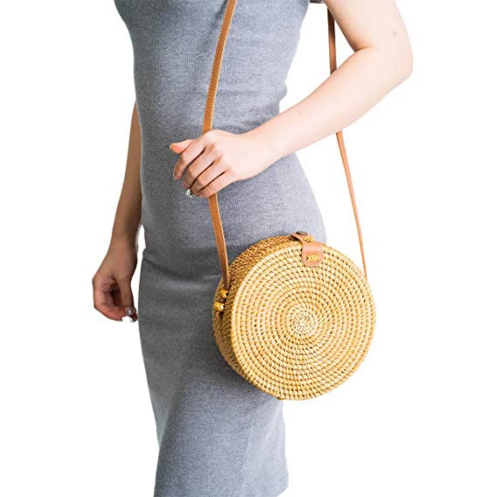 Woven Beach Circle Bohemia Handbag Straw Bag