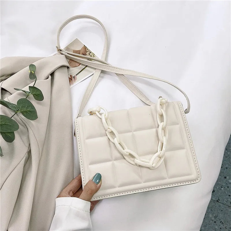 Square Shoulder Bag Embossed Flap Crossbody Bag Mini Purses for Women