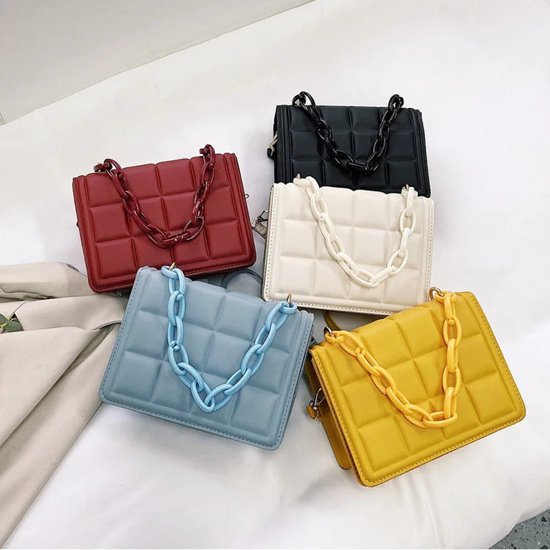Square Shoulder Bag Embossed Flap Crossbody Bag Mini Purses for Women