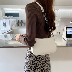 Square Zipper Shoulder Bags Women Chain Cross Body Basic Leisure
