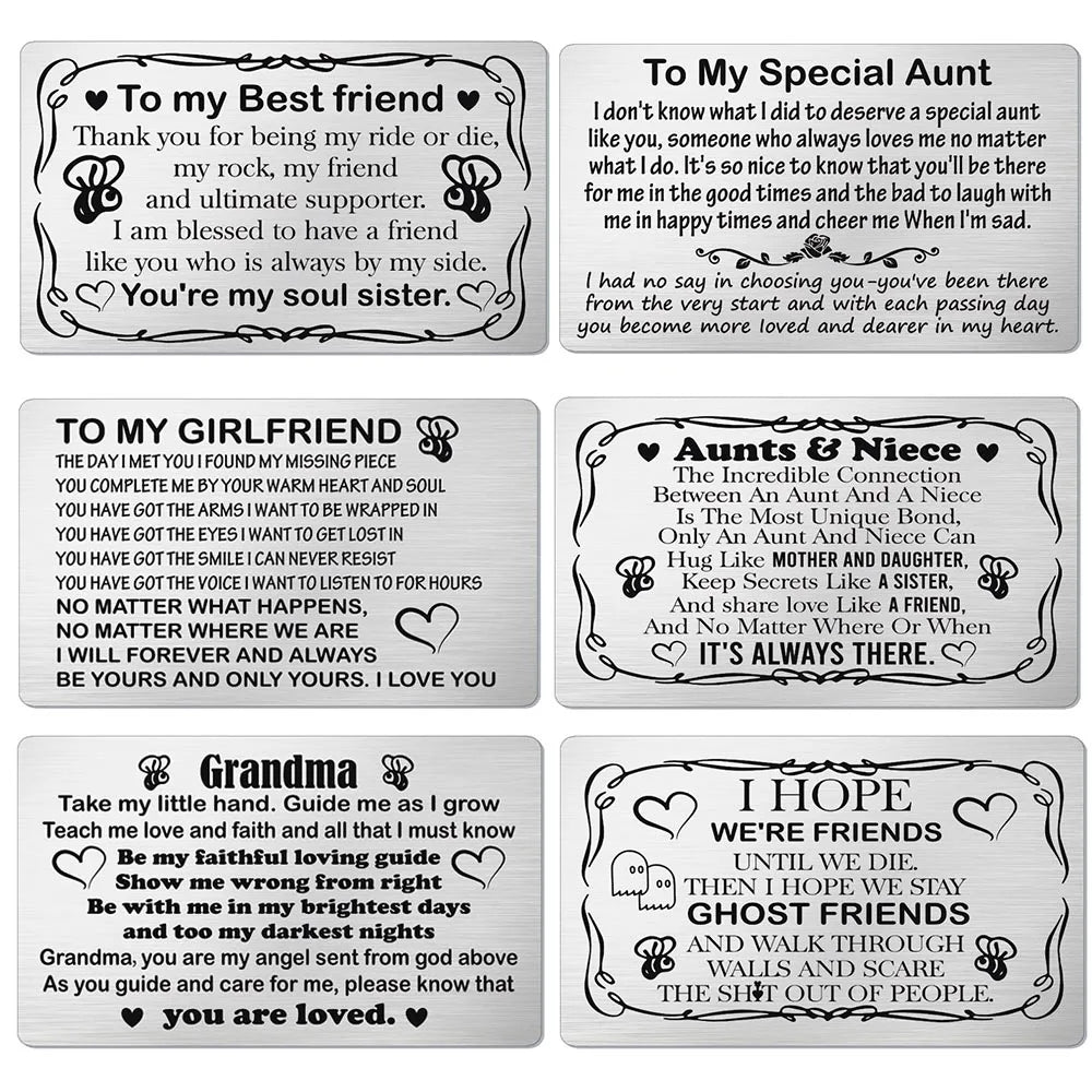 Family Stainless Steel Wallet Card Postcard - Christmas Gift