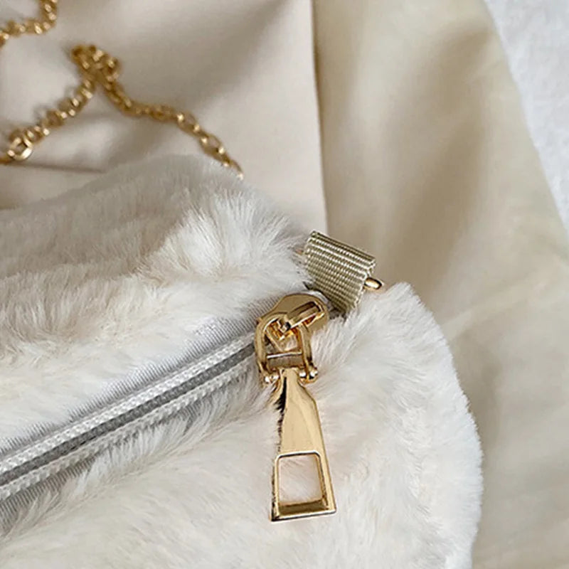 Fluffy Star Pendant Shoulder Bag Warm Crossbody Lady Handbag