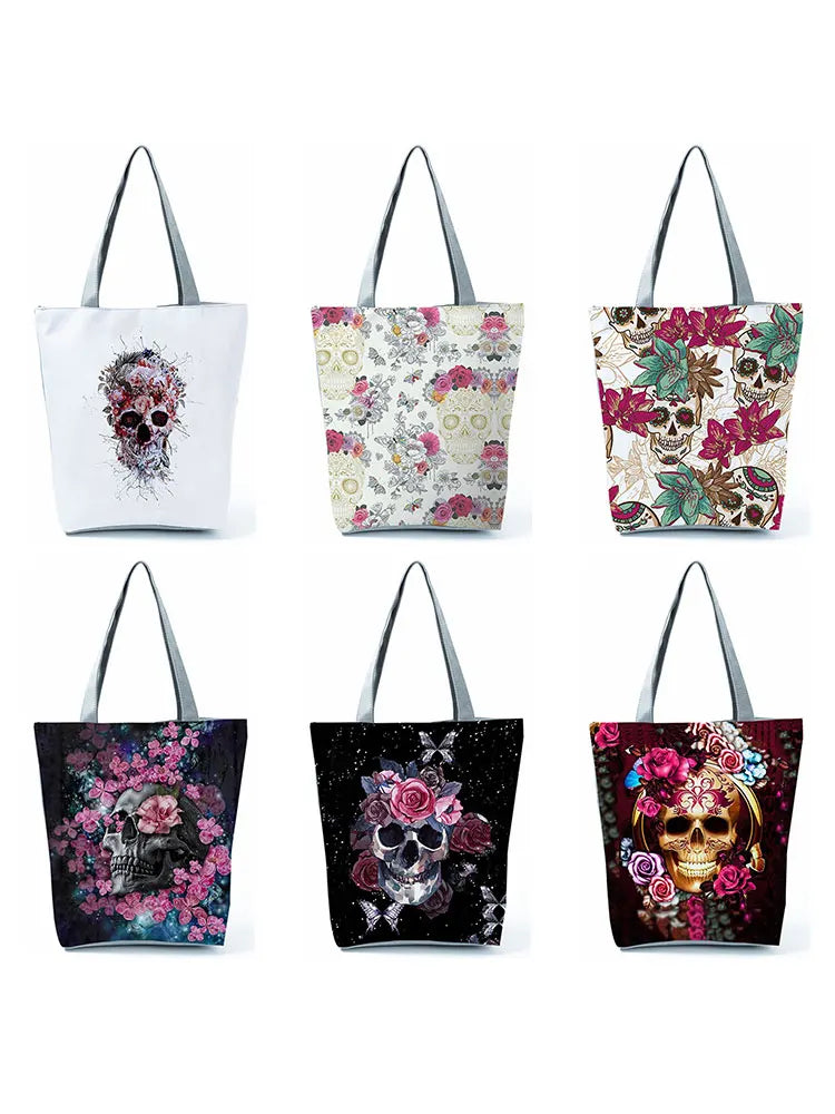 Skull Rose Print Women's Shoulder Bag Halloween Candy Bag
