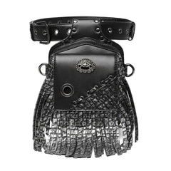 Steam Punk Men's Waist Bag PU Leather Tactical Bag Women's Tassel Fanny Pack