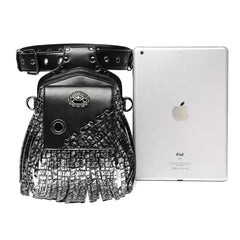 Steam Punk Men's Waist Bag PU Leather Tactical Bag Women's Tassel Fanny Pack