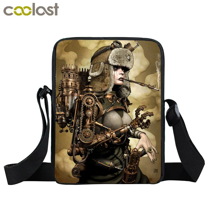 Steampunk Rottweiler Shoulder Dog Messenger Bag for Women