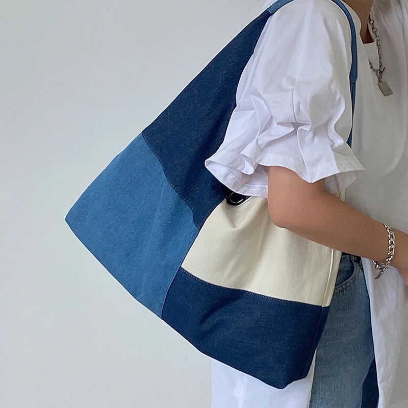 Canvas Women's Denim Shoulder Bag Large Casual Tote Bags