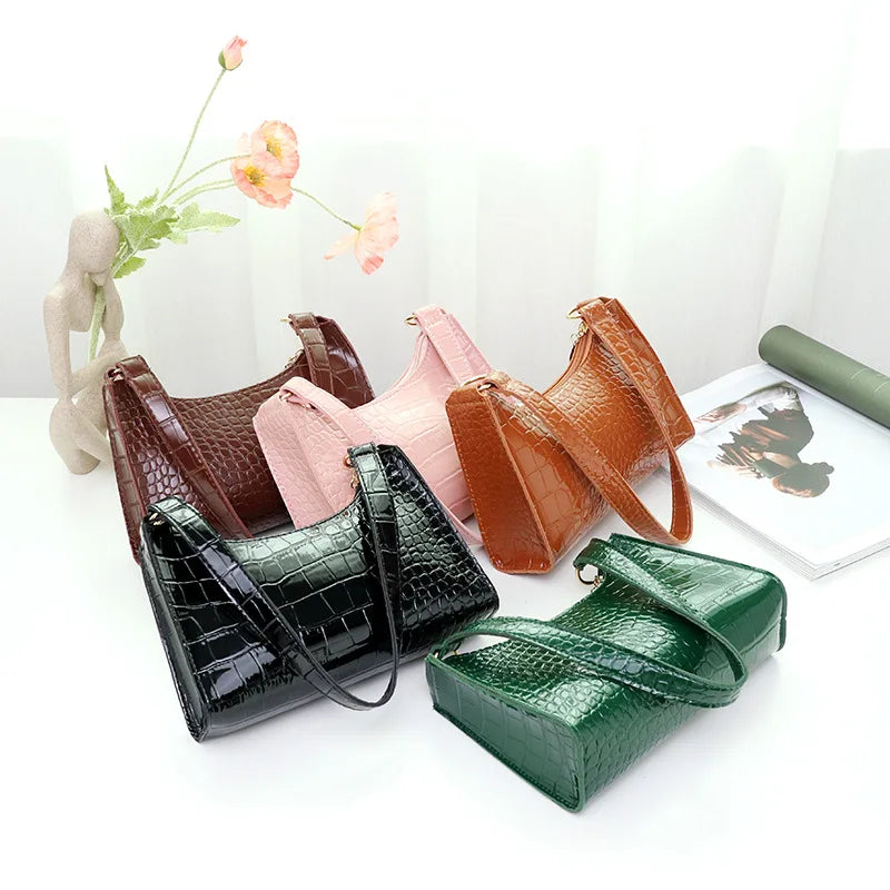 Stone Patent Crossbody Bag Women Small Handbag PU Leather Evening Bag