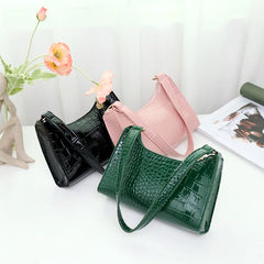 Stone Patent Crossbody Bag Women Small Handbag PU Leather Evening Bag