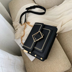 Stone Pattern Chain Pu Leather Crossbody Bag for Women