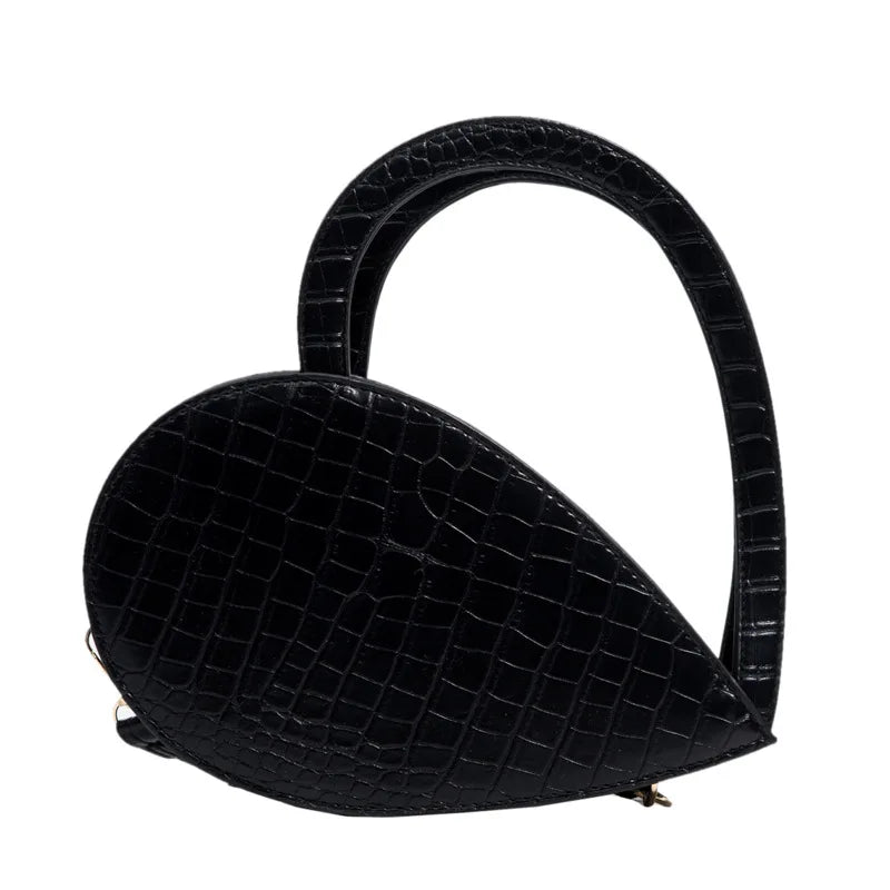Stone Pattern Heart Bag Leather Crossbody Shoulder Bag