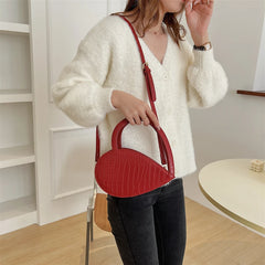 Stone Pattern Heart Bag Leather Crossbody Shoulder Bag