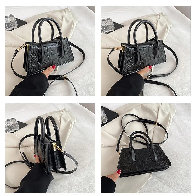 Stone Pattern Ladies Hourglass Shoulder Messenger Purses Fall Winter Handbags