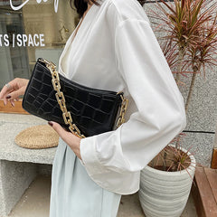 Stone Pattern PU Leather Armpit Bag Chain Shoulder Handbags