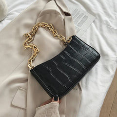 Stone Pattern PU Leather Armpit Bag Chain Shoulder Handbags