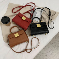 Stone Pattern PU Leather Crossbody Bags for Women Small Totes Lady
