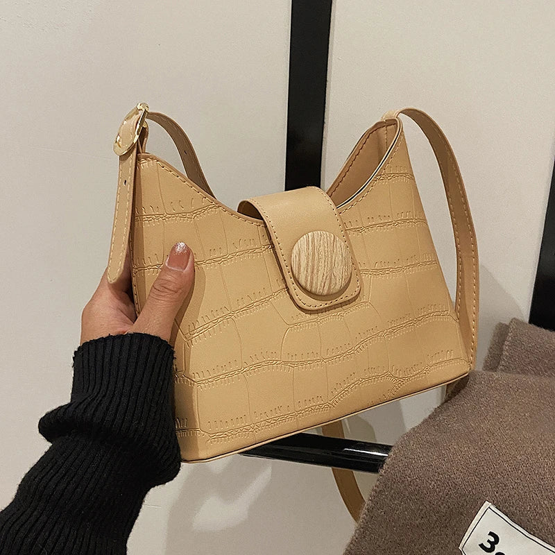 Stone Pattern Tote Bag Solid Texture Underarm Messenger Handbag