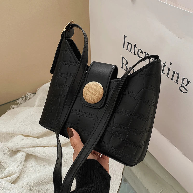 Stone Pattern Tote Bag Solid Texture Underarm Messenger Handbag