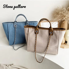 Stone Pattern Women's Handbags Beach Canvas Tote Bag