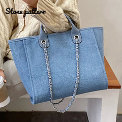 Stone Pattern Women's Handbags Beach Canvas Tote Bag