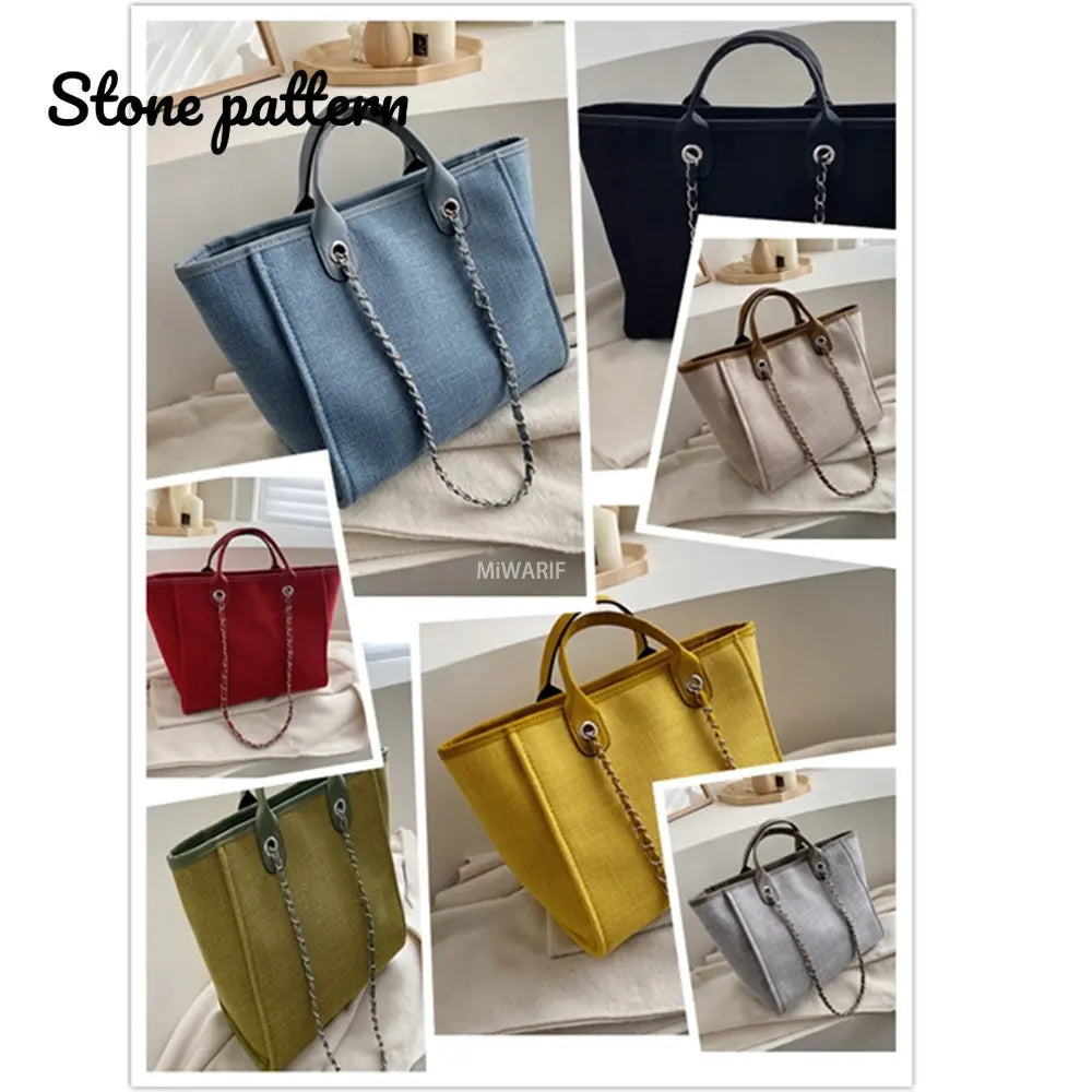 Stone Pattern Women's Handbags Beach Canvas Tote Bag
