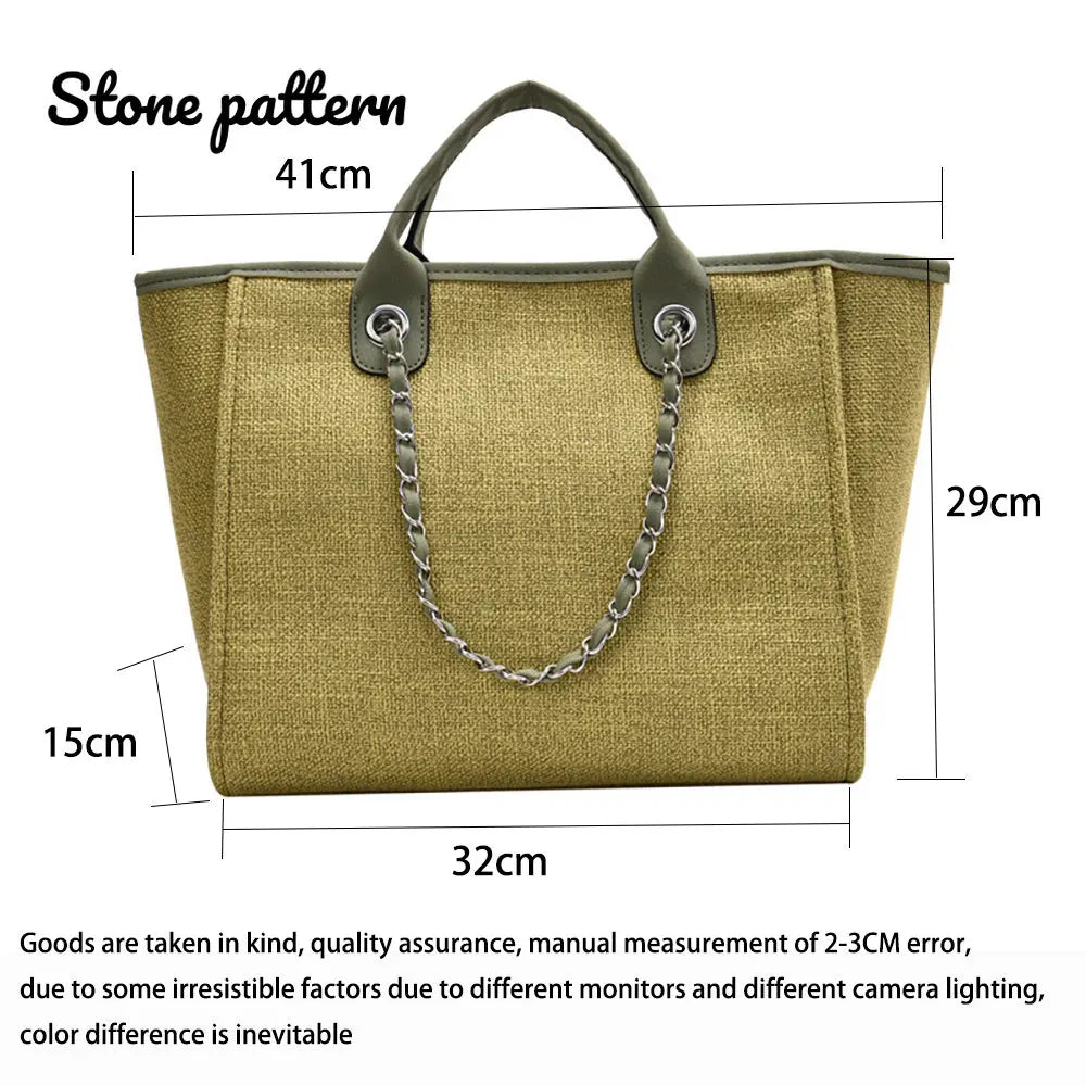 Stone Pattern Women's Handbags Beach Canvas Tote Bag