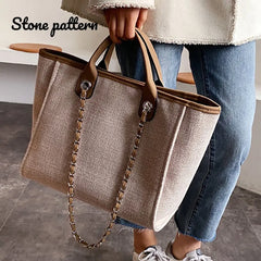 Stone Pattern Women's Handbags Beach Canvas Tote Bag