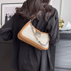 Stone Pattern Leather Shoulder Bags for Women with Chain Handbag and Purses