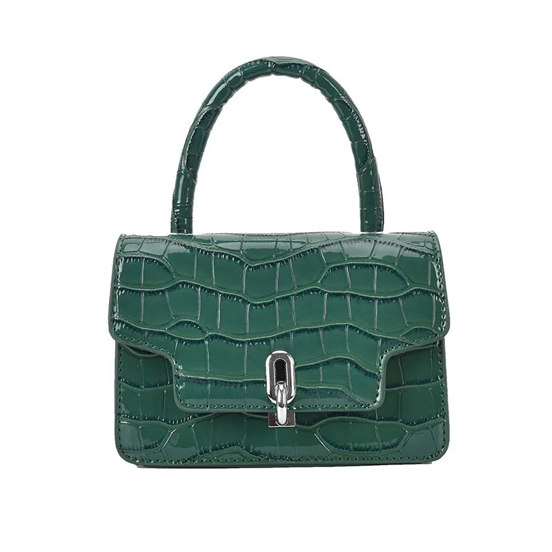 Stone Pattern Hourglass Handbag Button PU Leather Women Shoulder Bag Orange Mini