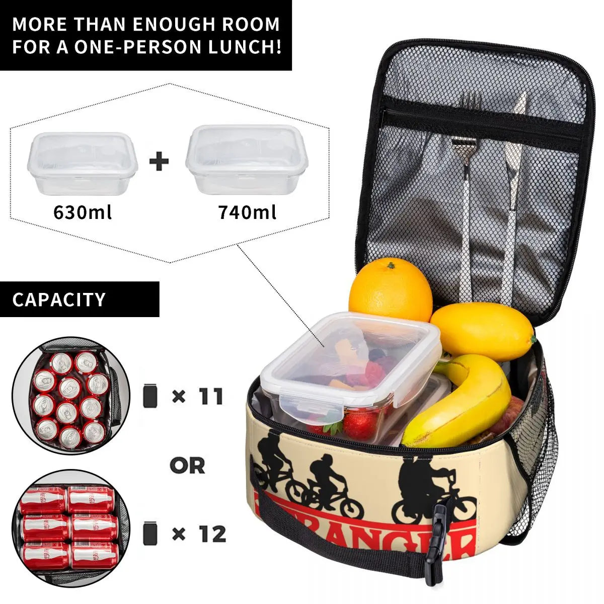 Stranger Things Upside Down World Lunch Bag Insulated Portable Thermal Bento Box