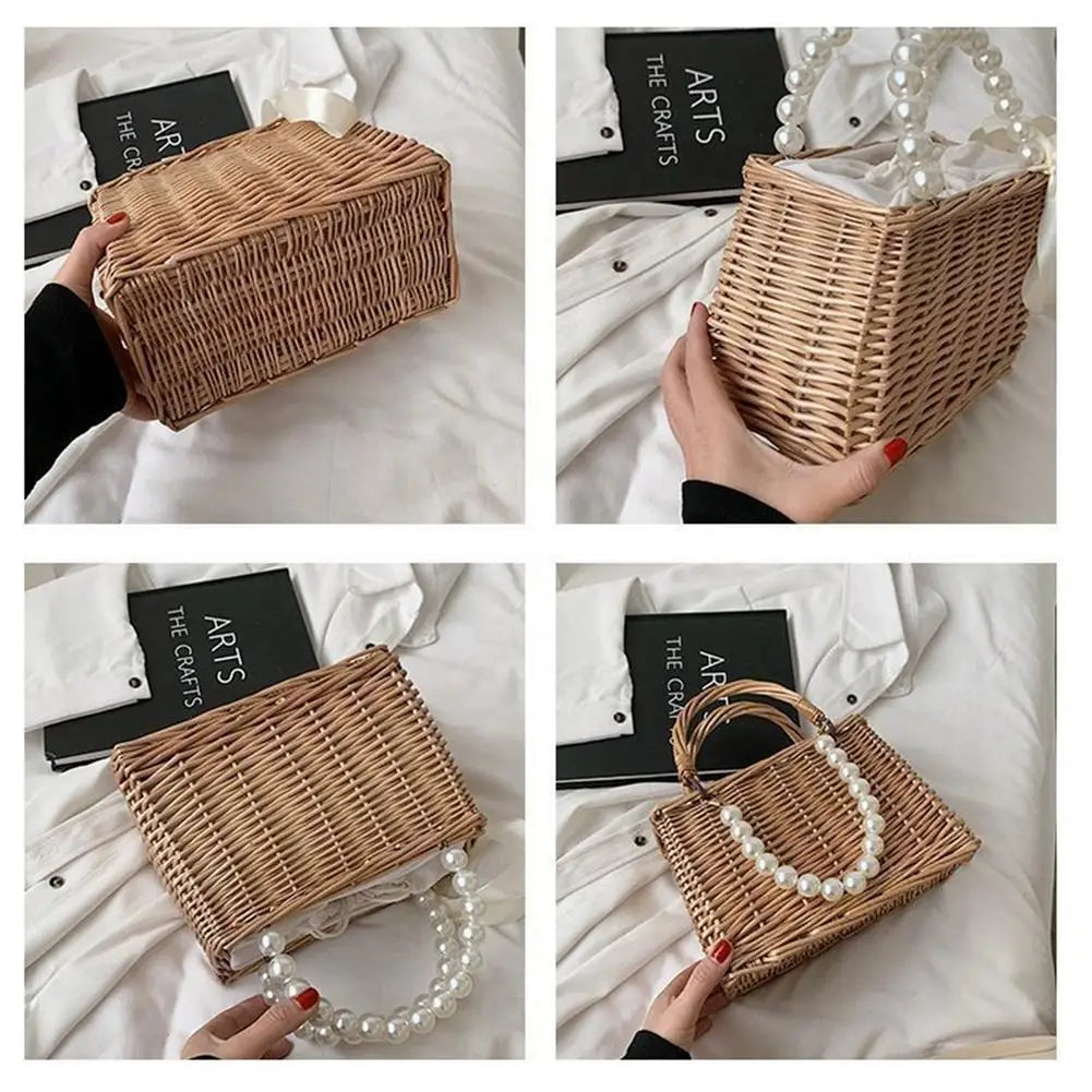 Straw Bags Beach Rattan Woven Tote Handbags Women Summer Boho Style