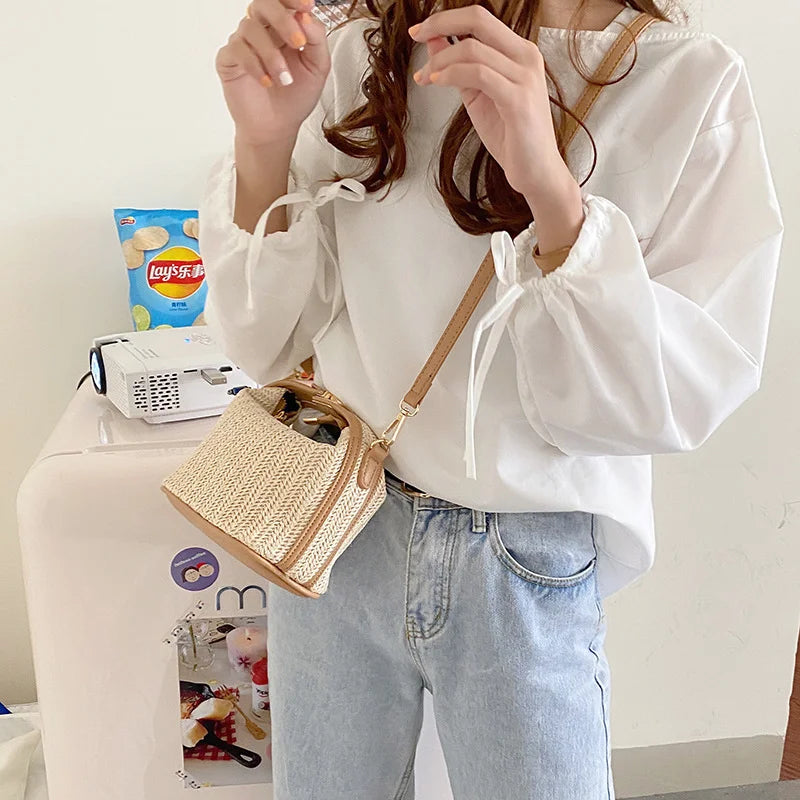 Straw Crossbody Bag Bohemian Small Woven Summer Purse & Handbag