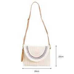 Summer Straw Handbag Boho Clutch Bag Women Woven Shoulder Crossbody Beach Bag