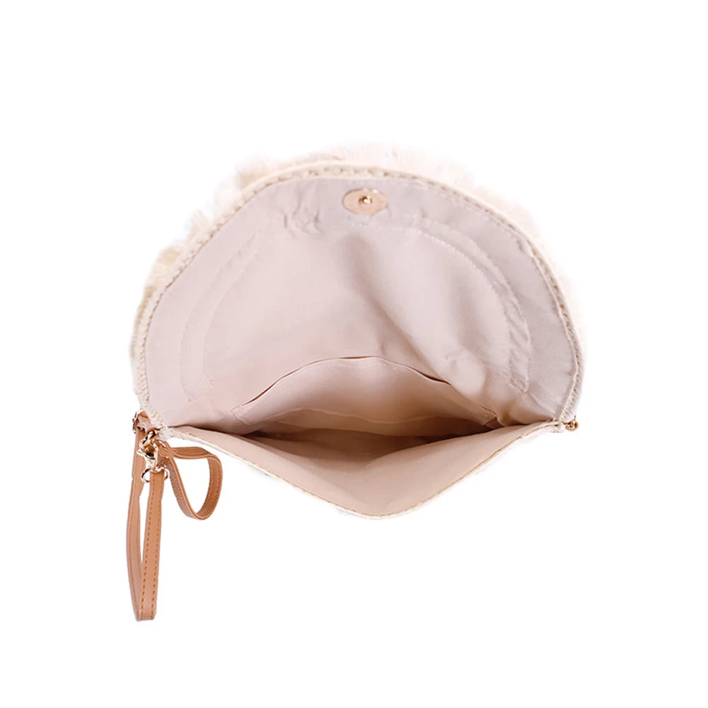 Summer Straw Handbag Boho Clutch Bag Women Woven Shoulder Crossbody Beach Bag