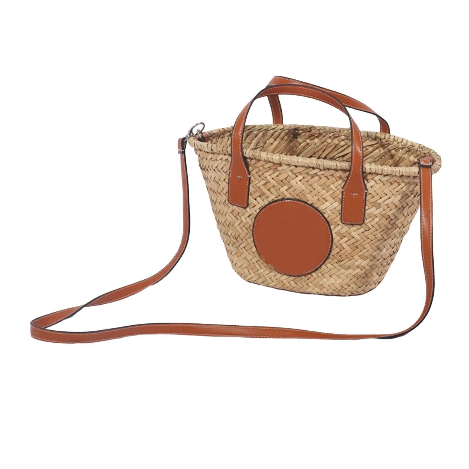 Straw Shoulder Bag Handwoven Portable Detachable Shoulder Strap Casual Purse