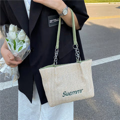 Women's Straw Shoulder Bag Large Woven Tote Casual Beach Handbag