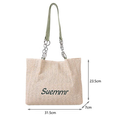 Women's Straw Shoulder Bag Large Woven Tote Casual Beach Handbag