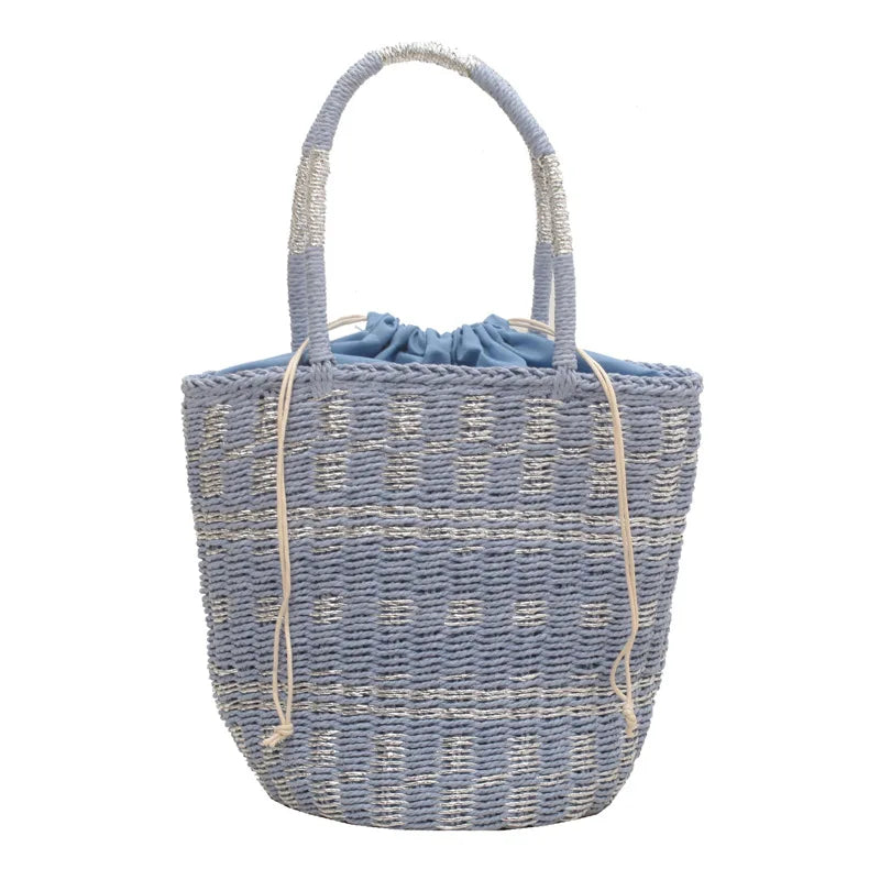 Straw Summer Shoulder Bags for Women Hollow Beach Lady Shopper Bag